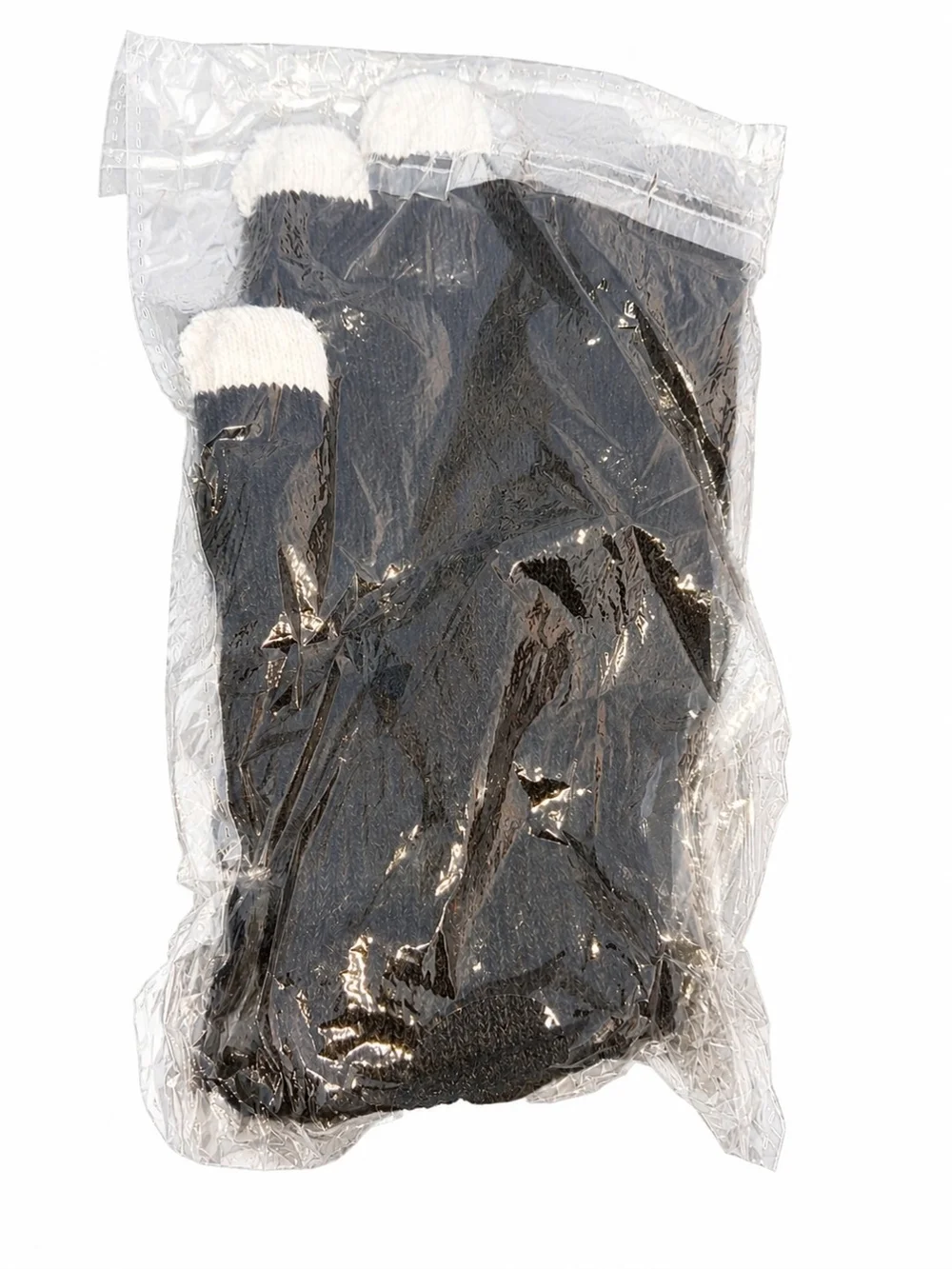 Touchscreen Knit Gloves for Women - Charcoal with White Tips